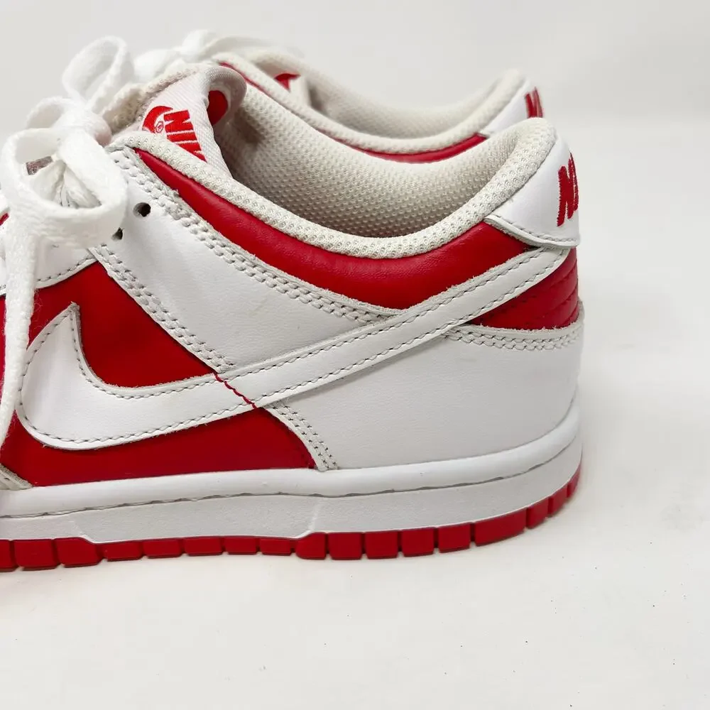 Nike Youth Size 4Y Dunk Low Championship Red White 2021 Leather Sneaker Casuals